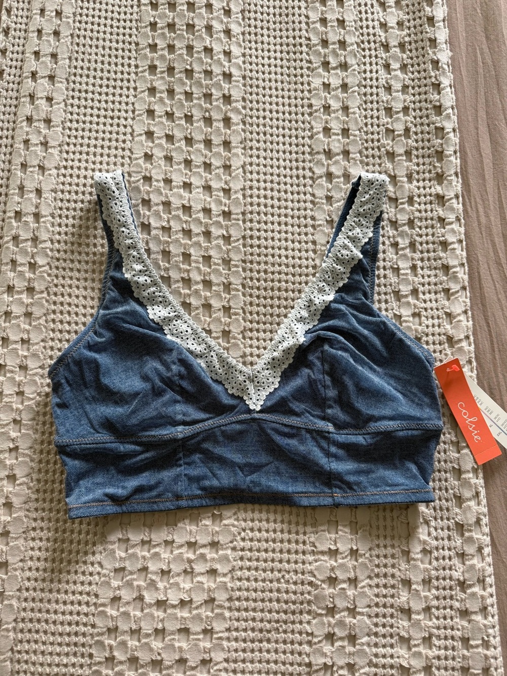 NEW Colsie Blue Denim Bralette Size M